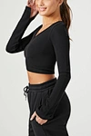 v neck long sleeve crop top